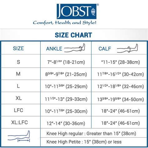 jobst compression stockings size chart